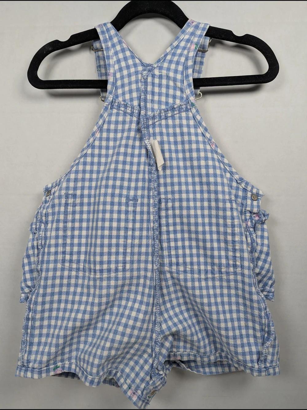 VTG 80s 90s OshKosh B'Gosh Vestback Overalls Shorts Floral Gingham Size 2T USA